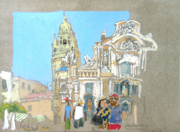 Painting titled "Murcia, catedral" by Patou Deballon, Original Artwork, Acrylic