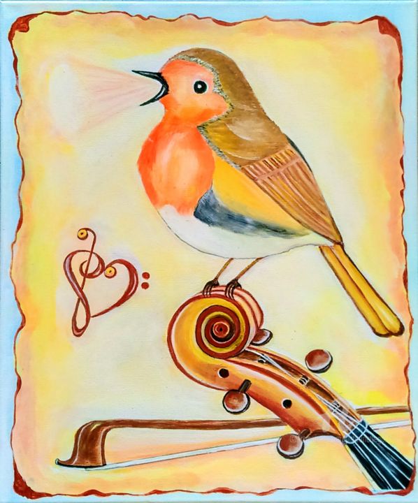 Peinture intitulée "Le Petit Violon et…" par Patrice Le Gall, Œuvre d'art originale, Huile