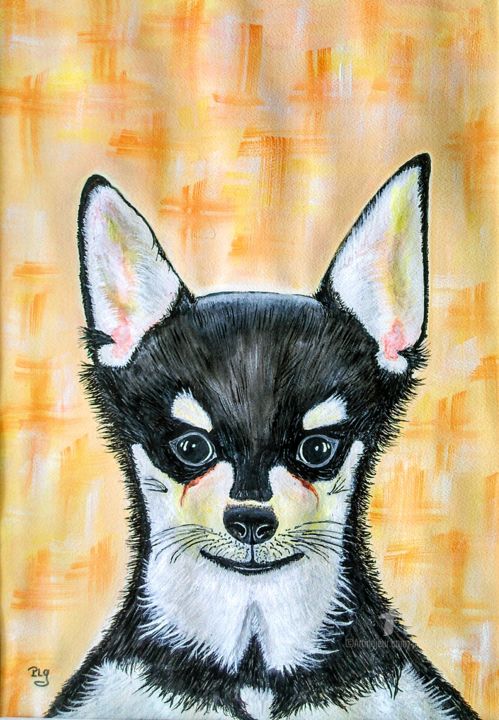 Peinture intitulée "Le Chihuahua" par Patrice Le Gall, Œuvre d'art originale, Aquarelle