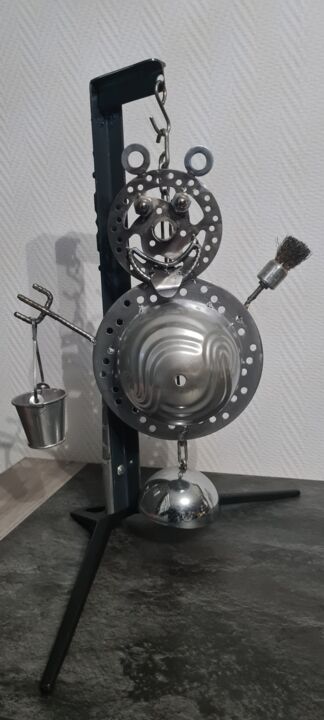 Skulptur mit dem Titel "Sculpture Ourson Su…" von Pat, Original-Kunstwerk, Metalle