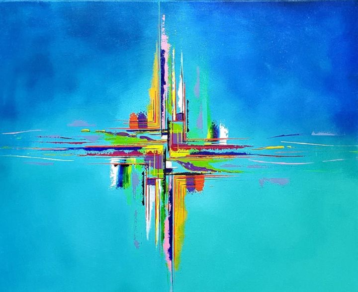 Painting titled "Blue Magic" by Yimba, Original Art, Acrylic