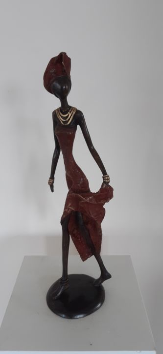 Скульптура под названием "Afrikanvrouw" - Patrice Balma, Подлинное произведение искусства, Бронза