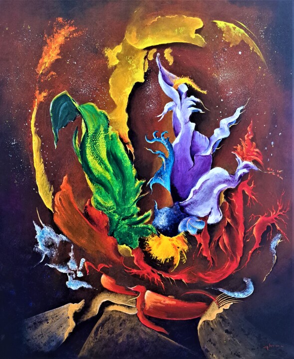 Malerei mit dem Titel "ISHTAR" von Patrice Bru, Original-Kunstwerk, Acryl
