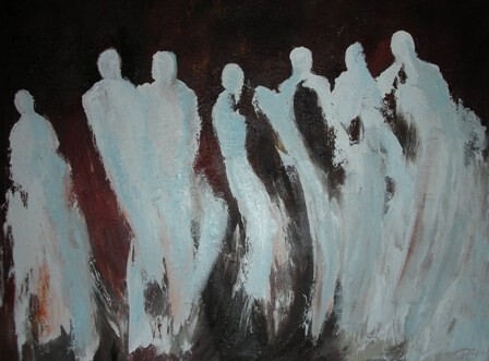 Painting titled "Les ombres" by Patrice Brunet, Original Artwork