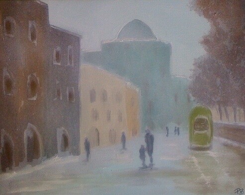 Painting titled "Sous la neige" by Patrice Brunet, Original Artwork