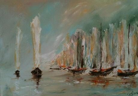 Painting titled "Les marins" by Patrice Brunet, Original Artwork
