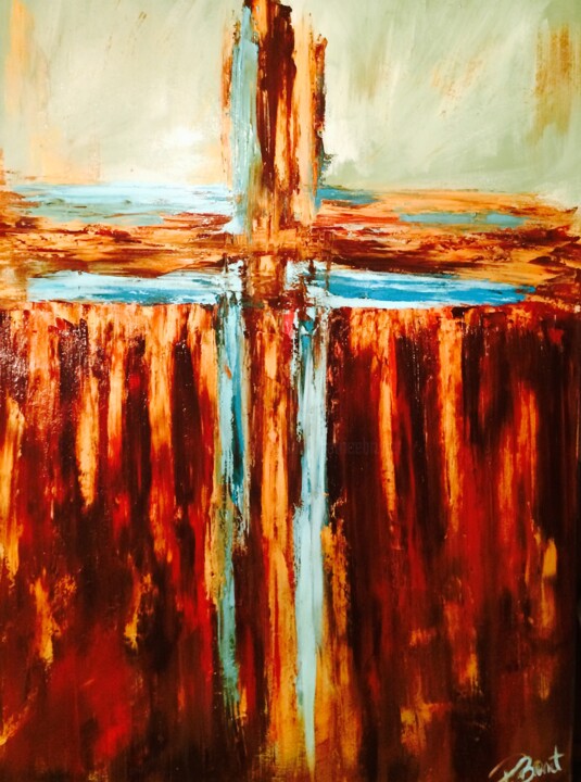 Painting titled "La croix" by Patrice Brunet, Original Artwork