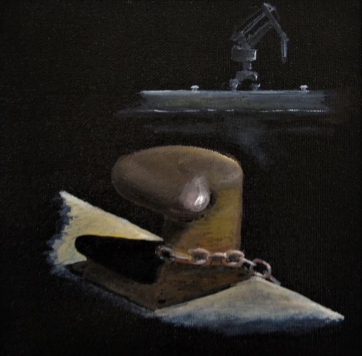 Malerei mit dem Titel "Bitte d'amarrage" von Patrice Butel, Original-Kunstwerk, Öl