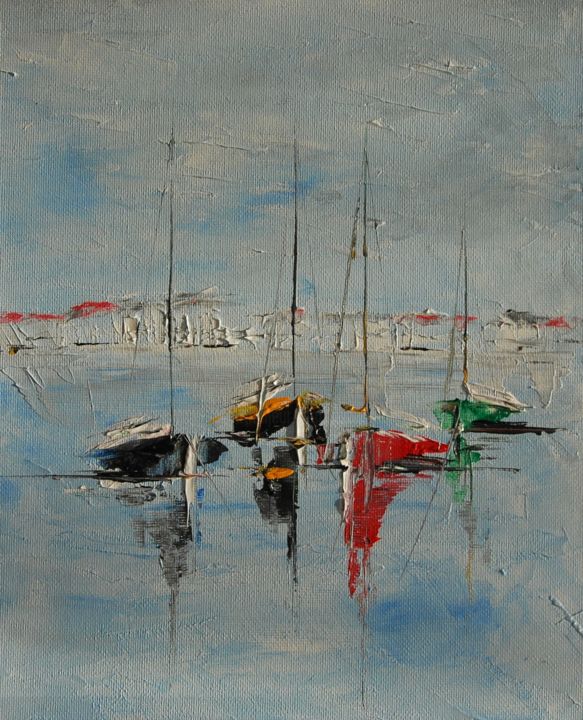 Malerei mit dem Titel "Au vieux port" von Patrice Butel, Original-Kunstwerk, Öl