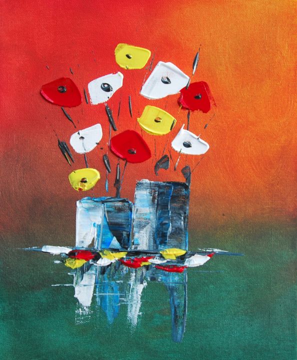 Peinture intitulée "Bouquet de fleurs 1…" par Patrice Butel, Œuvre d'art originale, Acrylique