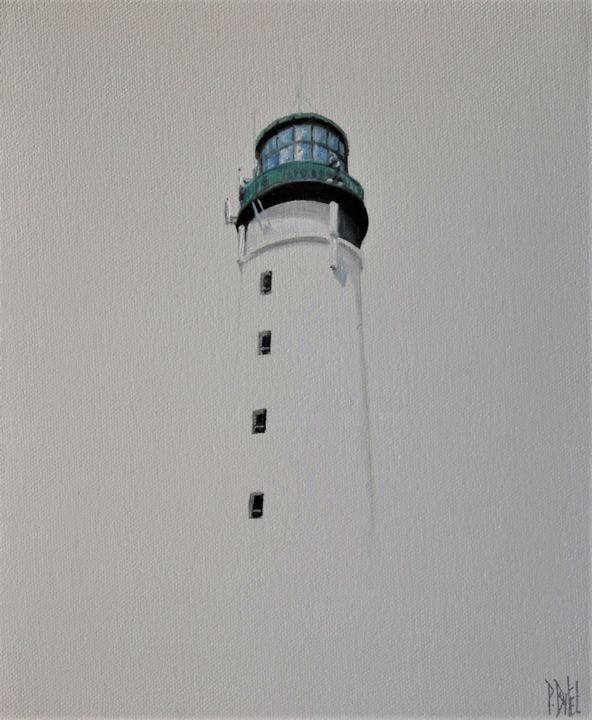 Malerei mit dem Titel "Phare de Biarritz" von Patrice Butel, Original-Kunstwerk, Öl