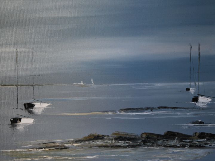 Peinture intitulée "Paysage marin n°2102" par Patrice Butel, Œuvre d'art originale, Huile