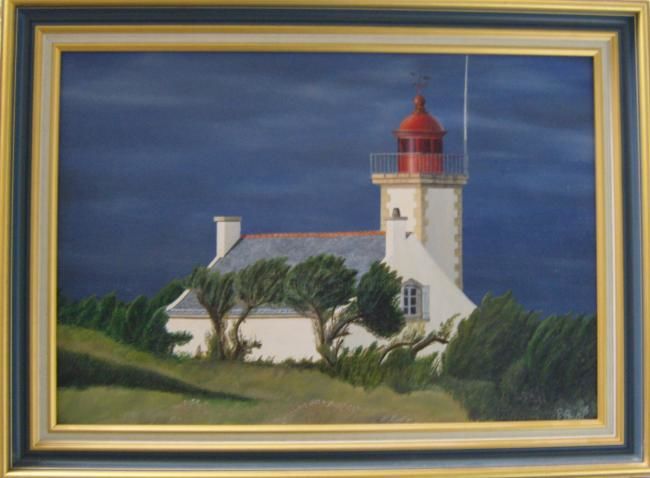 Painting titled "Phare Breton" by Patrice Butel, Original Artwork, Oil