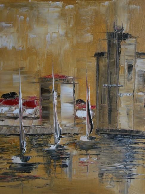 Картина под названием "La Rochelle automna…" - Patrice Butel, Подлинное произведение искусства, Масло