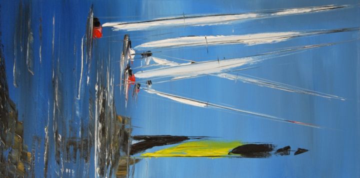 Painting titled "Voiles et balises 3…" by Patrice Butel, Original Artwork, Oil