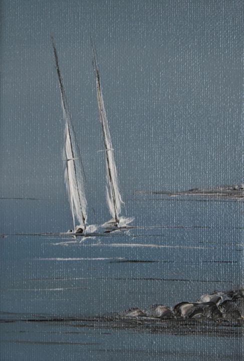 Peinture intitulée "Deux voiliers 353" par Patrice Butel, Œuvre d'art originale, Huile