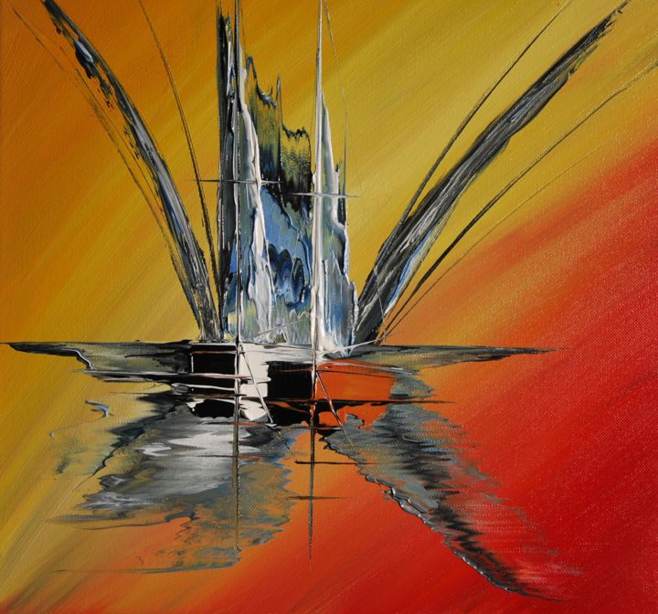 Peinture intitulée "Splach-sailing-boat" par Patrice Butel, Œuvre d'art originale, Huile