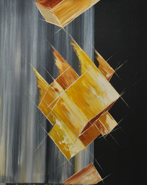 Картина под названием "Abstraction-geometr…" - Patrice Butel, Подлинное произведение искусства, Масло
