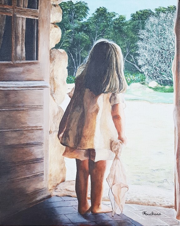Malerei mit dem Titel "La Petite Fille et…" von Patrice Fouchard, Original-Kunstwerk, Acryl Auf Keilrahmen aus Holz montiert