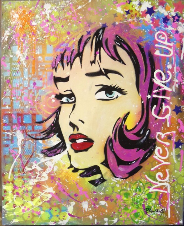 Painting titled "FEMME" by Patrice Gruchala, Original Artwork, Acrylic Mounted on Wood Stretcher frame