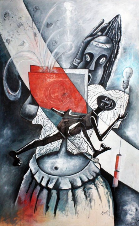 Peinture intitulée ""La traversée"" par Kemplo, Œuvre d'art originale, Huile