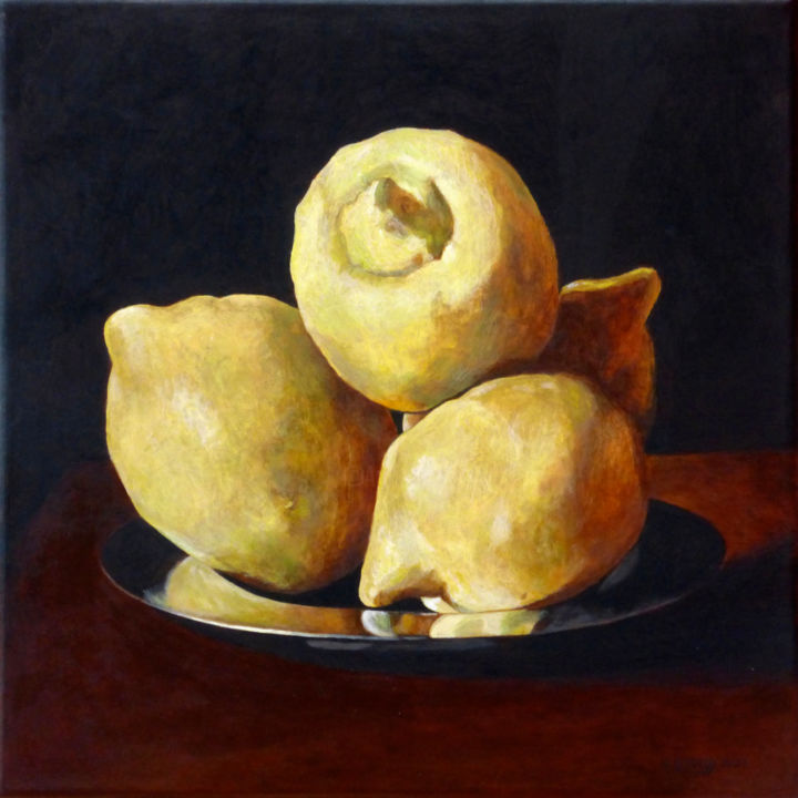 Картина под названием "Nature morte aux 4…" - Patrice Lannoy, Подлинное произведение искусства, Акрил Установлен на Подрамник