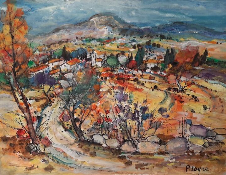 Malerei mit dem Titel "La Provence, temps…" von Patrice Layre, Original-Kunstwerk, Aquarell