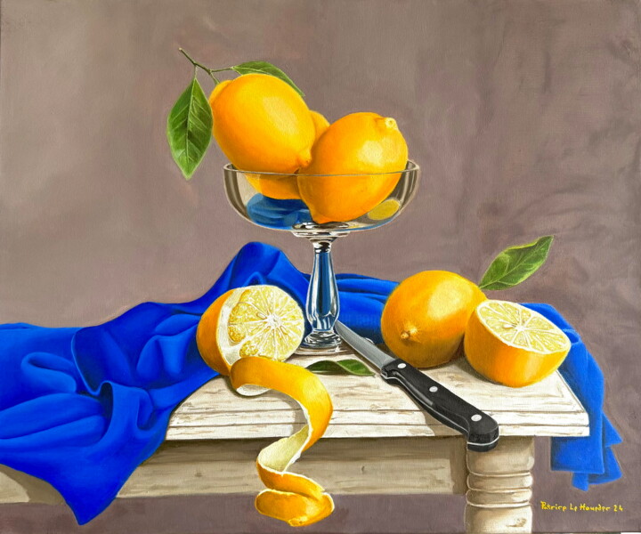 Peinture intitulée "Nature morte aux ci…" par Patrice Le Houedec, Œuvre d'art originale, Huile