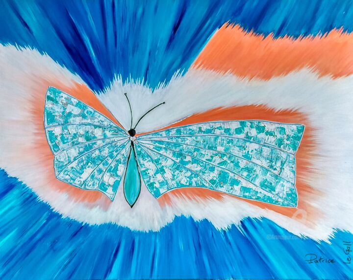 Painting titled "Le Papillon d'Icare" by Patrice Le Gall, Original Artwork, Acrylic
