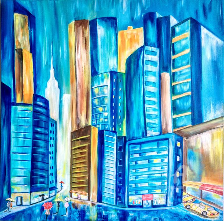 Peinture intitulée "New York Blue" par Patrice Le Gall, Œuvre d'art originale, Acrylique