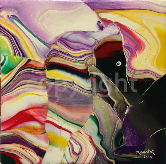 Malerei mit dem Titel "hippocampe zebre vi…" von Patrice Maestri, Original-Kunstwerk, Öl
