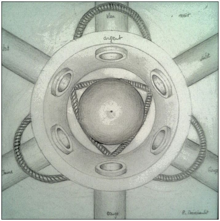 Drawing titled "Chromatic Mecano (l…" by Patrice Preveirault, Original Artwork, Pencil