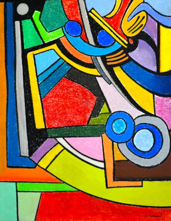 Desenho intitulada "Variation abstraite…" por Patrice Preveirault, Obras de arte originais, Pastel