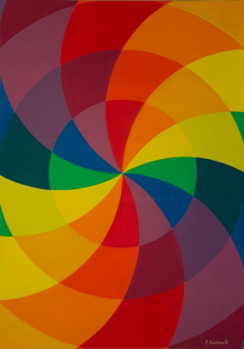 Peinture intitulée "Chromatic Spiral" par Patrice Preveirault, Œuvre d'art originale, Pastel