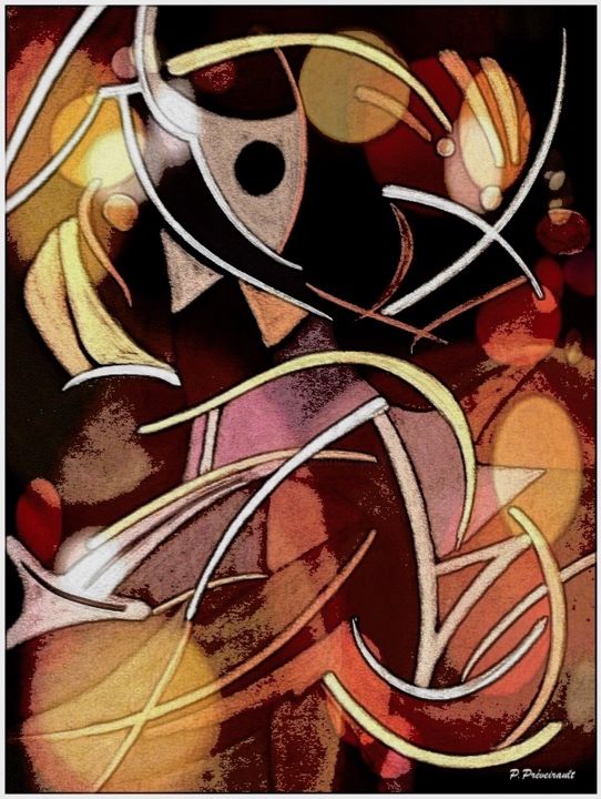 Peinture intitulée "Abstraction Mordorée" par Patrice Preveirault, Œuvre d'art originale, Gouache