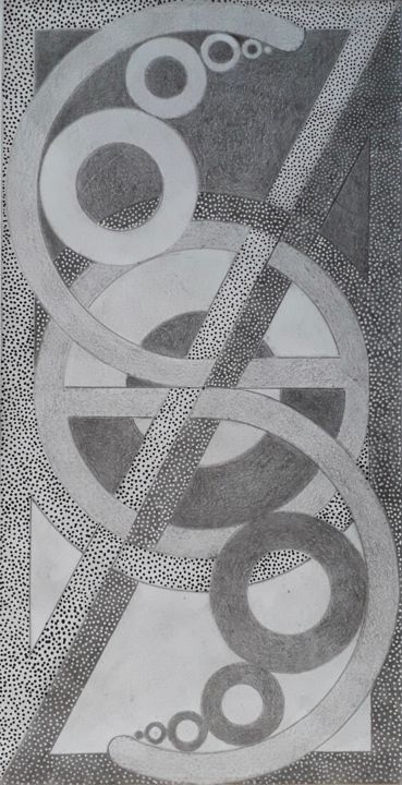 Drawing titled "Geometrical Reverse…" by Patrice Preveirault, Original Artwork, Pencil