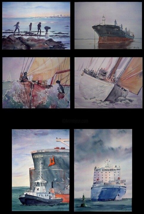 Peinture intitulée "Marines et Embruns" par Patrice Simon, Œuvre d'art originale,