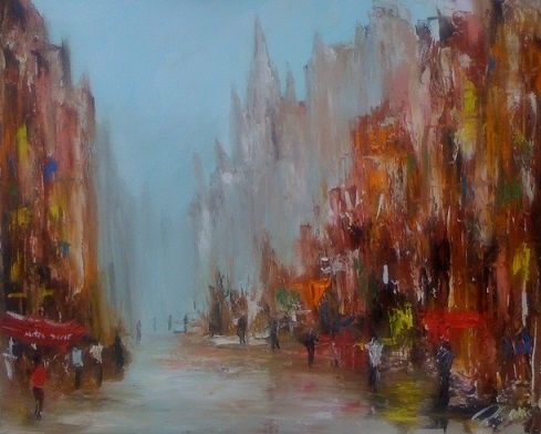 Peinture intitulée "Rue notre dame" par Patrice Brunet, Œuvre d'art originale, Huile