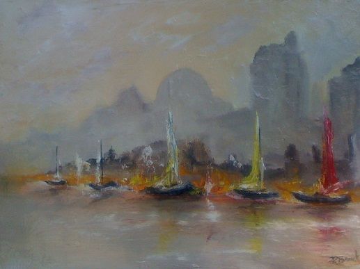 Peinture intitulée "Matin brumeux" par Patrice Brunet, Œuvre d'art originale,