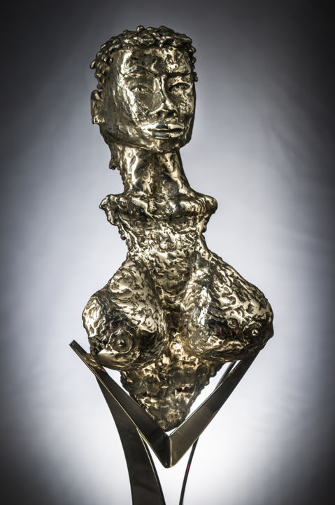 Sculpture titled "L'origine" by Bueno Patrice, Original Artwork, Metals
