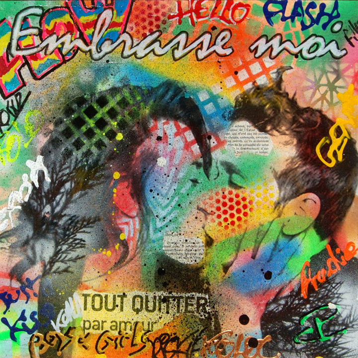 Painting titled "tout quitter par am…" by Patrice Chambrier, Original Artwork, Acrylic