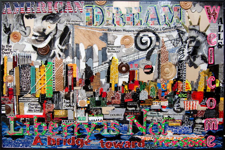 Collages intitolato "liberty is not" da Patrice Chambrier, Opera d'arte originale