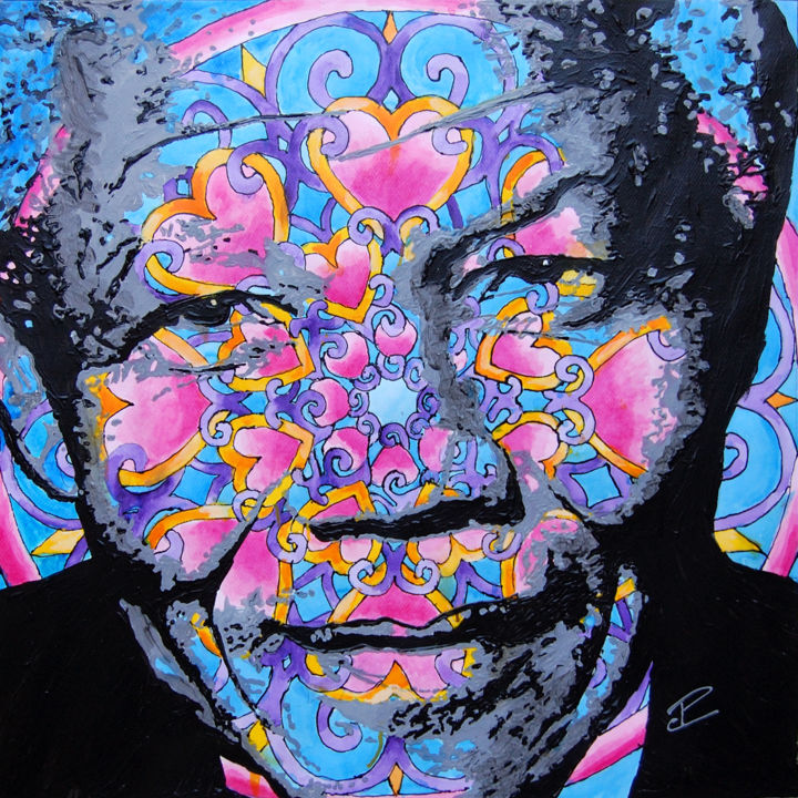 Schilderij getiteld "Mandala mandela" door Patrice Chambrier, Origineel Kunstwerk, Aquarel