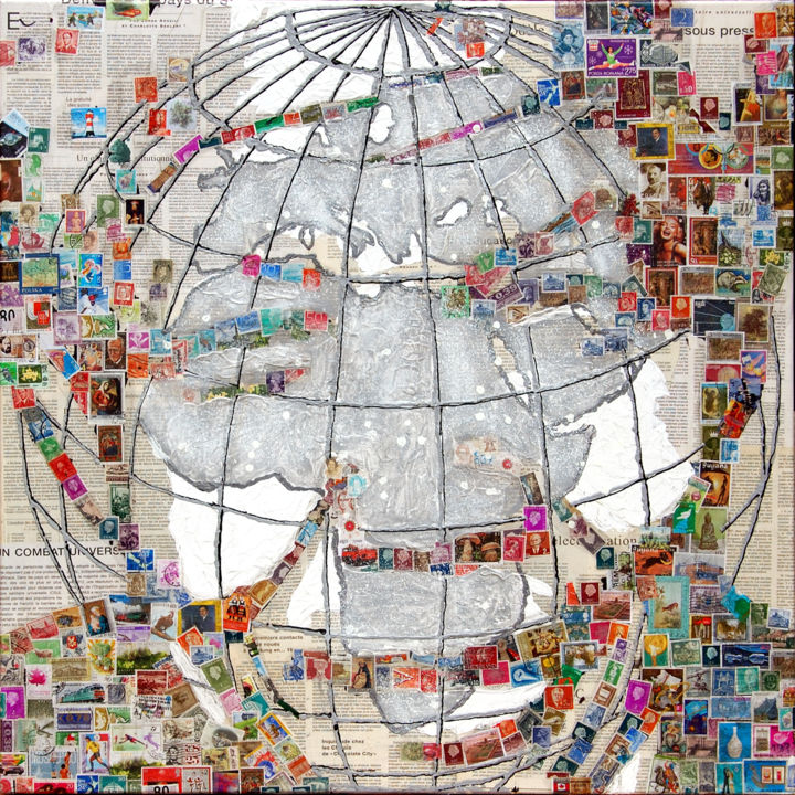 Collages titled "From the world" by Patrice Chambrier, Original Artwork