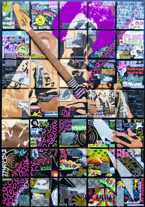 Collages intitulée "Left Hendrix" par Patrice Chambrier, Œuvre d'art originale, Découpages