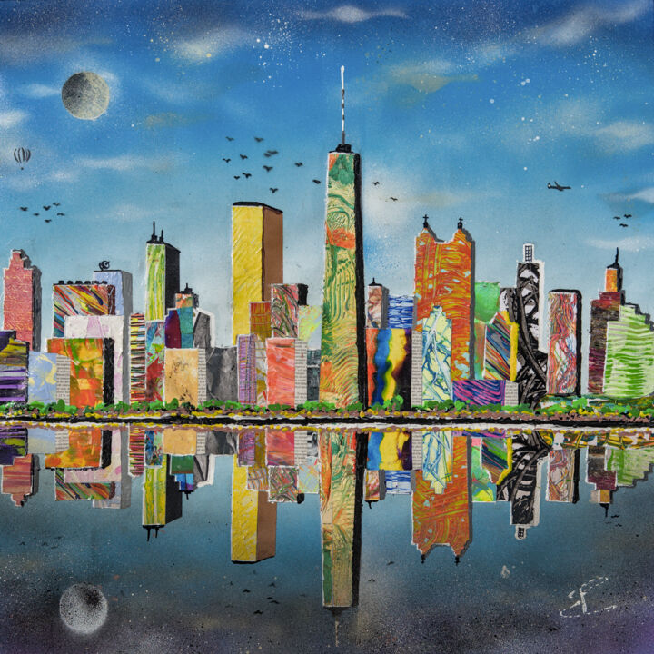 Peinture intitulée "Skyline 2" par Patrice Chambrier, Œuvre d'art originale, Acrylique