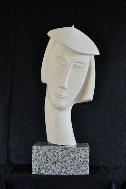 Sculpture titled "dame au béret" by Patrice Kauffmann, Original Artwork