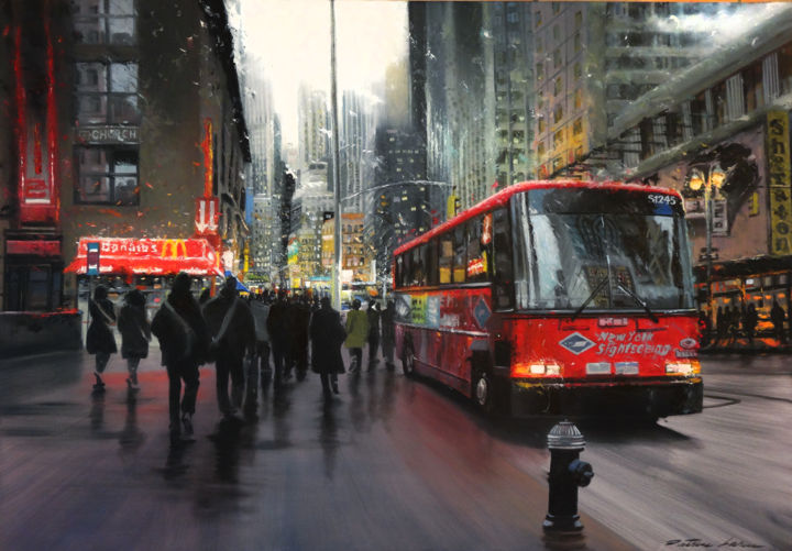 Картина под названием "New York sightseeing" - Patrice Larue, Подлинное произведение искусства, Масло