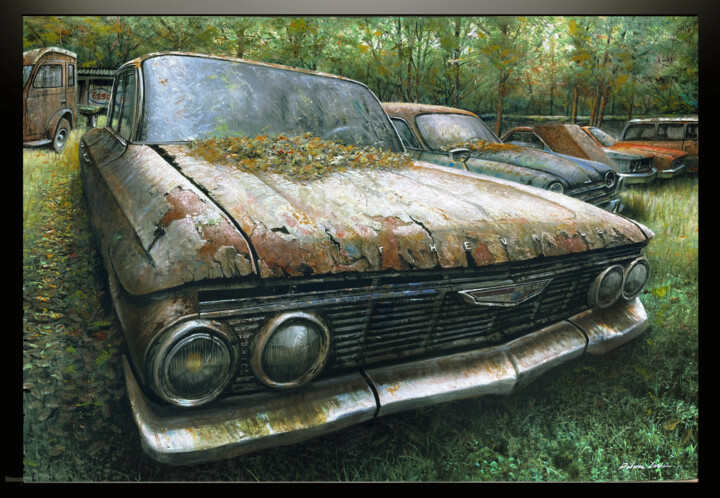 Peinture intitulée "La Chevy" par Patrice Larue, Œuvre d'art originale, Huile