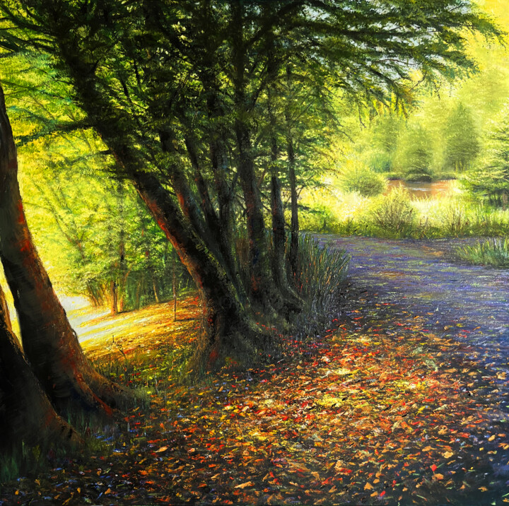 Peinture intitulée "lumière d'automne/…" par Patrice Larue, Œuvre d'art originale, Huile Monté sur Châssis en bois